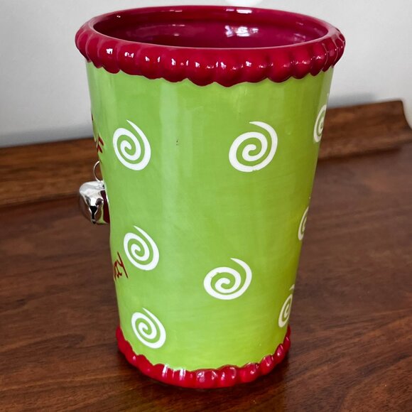 Pier 1 Jingle All the Way Mug Ringing Bell Tall Christmas Coffee Cup Dolomite - Picture 5 of 10